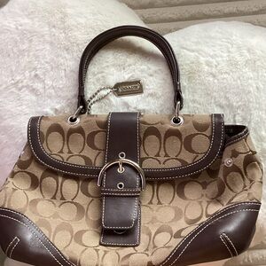 Coach Tan and Brown Signature Satchel